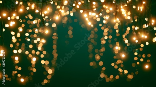Mesmerizing Bokeh Christmas Lights Against Dark Green Backdrop