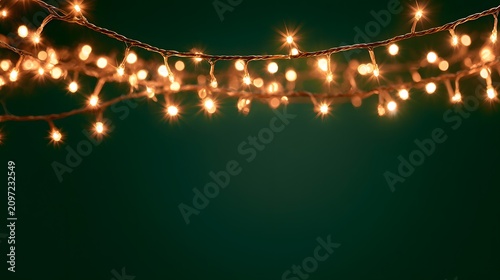 Cozy String Lights Over Deep Green Background