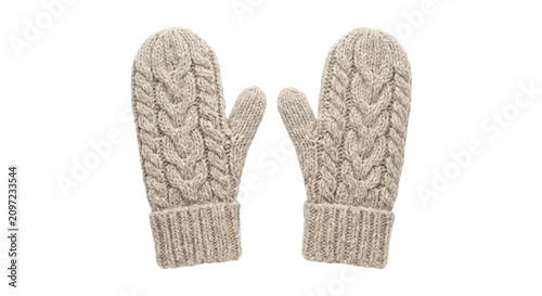 Obraz na płótnie Cozy cable knit mittens for winter warmth and style