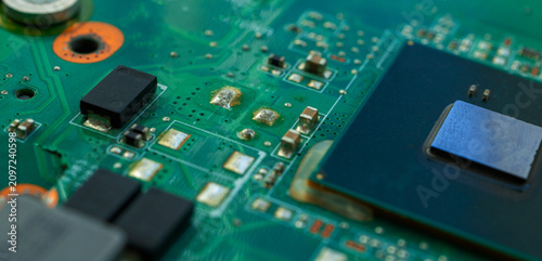 Принти на полотні Electronic circuit board closeup, technology hardware pattern