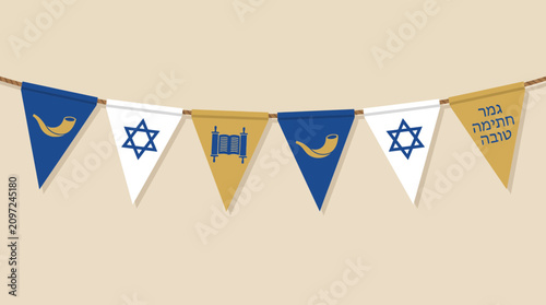 Fotografía Yom Kippur Bunting Garland - Vector Illustration
