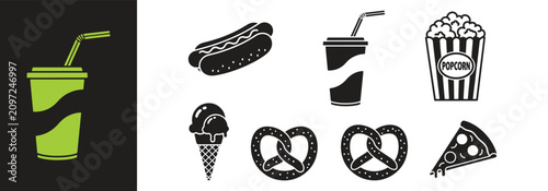 Obraz na płótnie Fast Food & Snacks Icons Collection - Silhouette Symbol Set