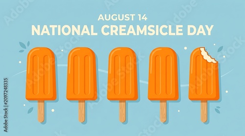 National creamsicle day illustration with five orange popsicles