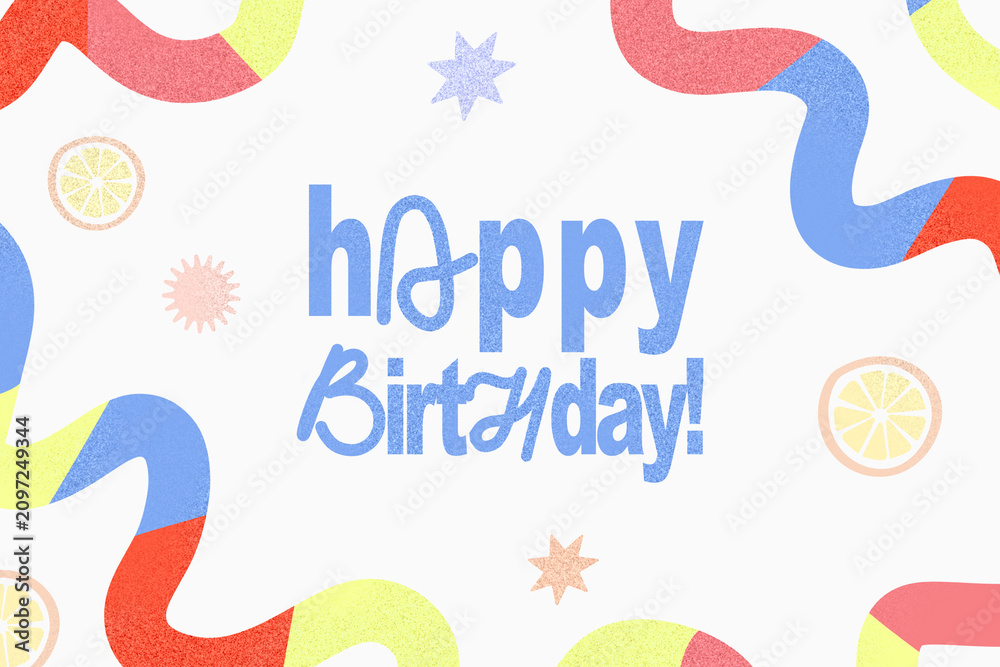 Fototapeta premium Happy birthday party celebration with colorful decorations and fun designs
