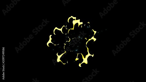 2D anime-style cartoon smoke and fire liquid FX animation on black screen. Flash FX white burst with alpha channel, 4K looped video element for use in VFX overlays, reels, and shorts editing