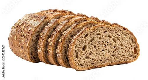 Canvastavla Deliciously sliced whole grain bread with visible seeds and a rustic crust