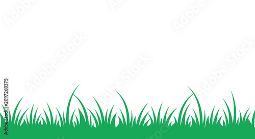 Foto Green grass blades against a white background a simple flat vector illustration