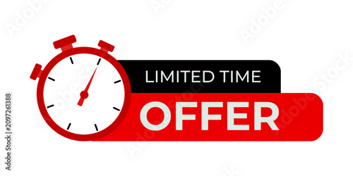 Limited Time Offer Promo Banner Graphic with Red Stopwatch Icon and Typography