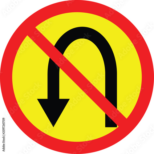 U Turn Prohibited Traffic symbol picture