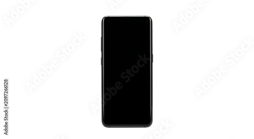 Tableau sur toile Modern smartphone with a sleek design and a blank black screen on a white backgr