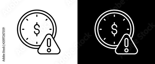 Cuadro en lienzo Clock white and black icon set design