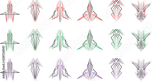 Obraz na plátně Abstract pinstripe art vector illustration set isolated on white background