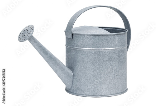 Simple galvanized steel watering can for watering indoor potted plants with watering galvanized gardening