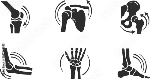 Quadro su tela Human joint icons set, skeletal system anatomy, medical vector illustration