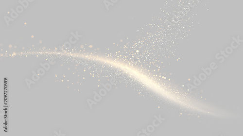 Vászonkép Golden particles flow on a transparent background creating a smooth wave shape a