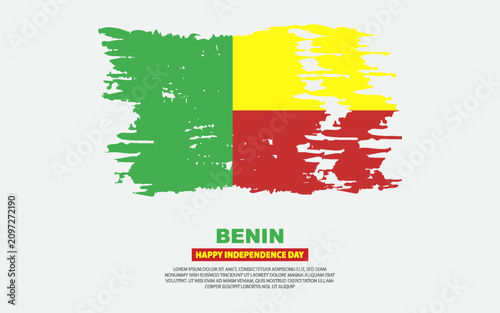 Happy independence day of Benin country. Classic grunge brush of Benin flag illustration