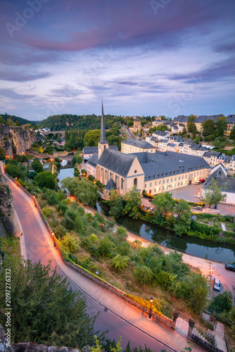 Luxembourg City, Luxembourg. Aerial cityscape image of old town Luxembourg at summer sunset.