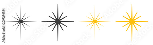 Colorful star shapes with light rays.