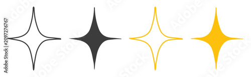 Cuadro en lienzo Four shiny star shapes in black and yellow.