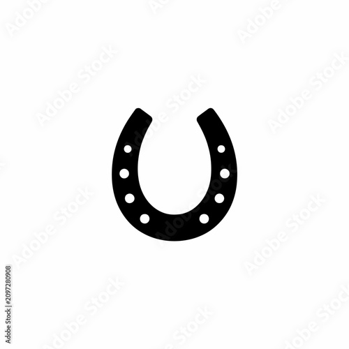 Foto Horseshoe silhouette icon, lucky charm symbol for horse riding and equestrian de