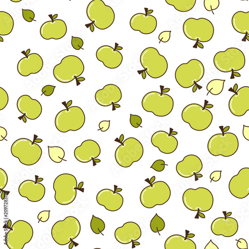 Green apples seamless pattern