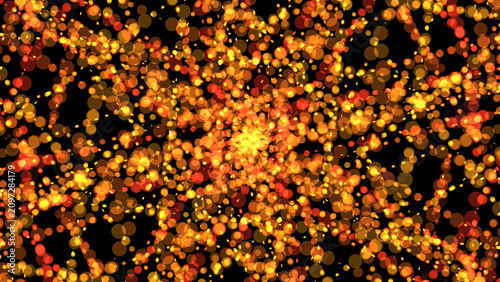 Tableau sur toile A vibrant abstract background filled with golden and orange glitter particles