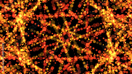 Картината върху платно A vibrant abstract background with orange and yellow dots on black