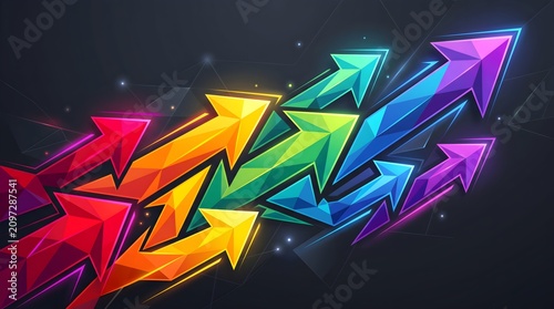 Modern Geometric Rainbow Arrows Bold Colorful Abstract Vector Design