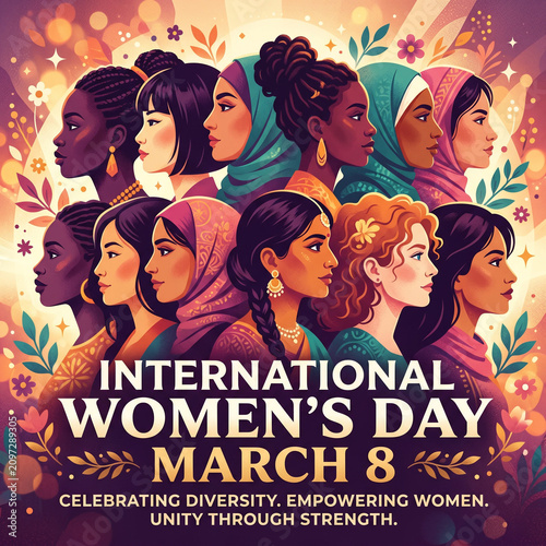 Diverse Women Celebrate International Women's Day, March 8 - Unity and Strength