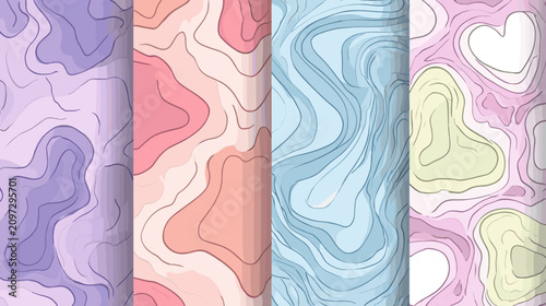 Photos Abstract Colorful Wavy Pattern Design with Gentle Fluid Shapes and Soft Pastel T