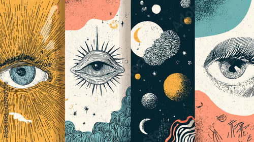 Photography Abstract Cosmic Eye Illustrations Featuring Vibrant Colors and Mystical Designs