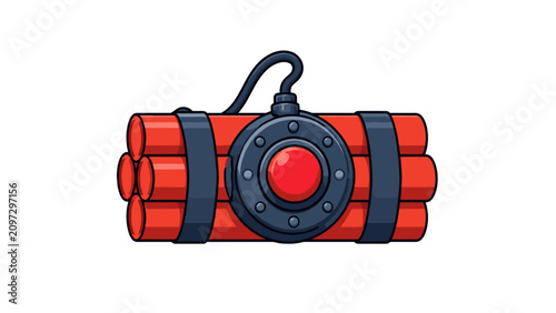 Photos Cartoon dynamite bundle with timer detonator illustration
