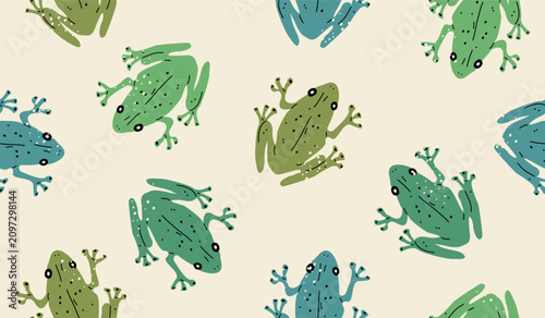Cute frog pattern background vector design