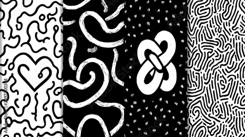 Photos Collection Of Intricate Black And White Abstract Patterns Featuring Geometric Sh