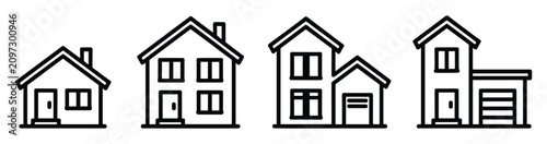 Obraz na płótnie Collection of simple residential house icons illustrating various home sizes and