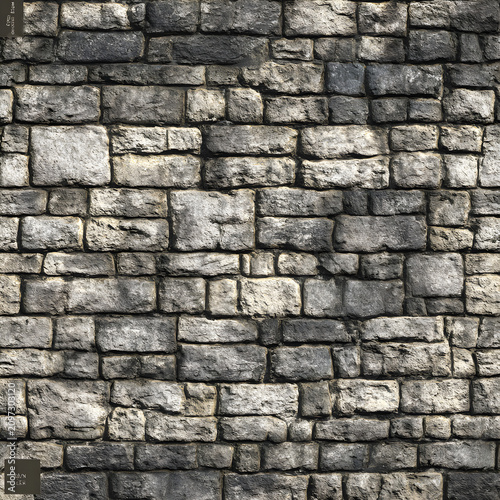 Realistic masonry background surface map featuring repeating stone blocks under balanced neutral illumination