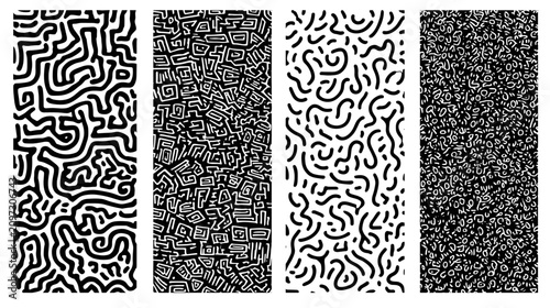 Obraz na plátně Intricate Monochrome Abstract Pattern with Complex Curves and Lines for Creative