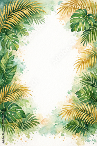 Tropical Leaves Palm Tree Border