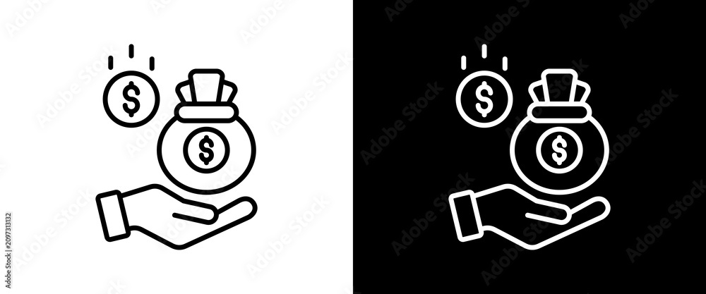 Fototapeta premium Salary white and black icon set design
