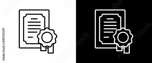 Certificate  white and black icon set design