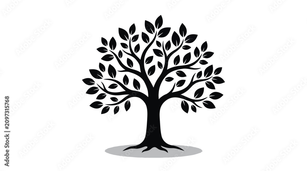 Obraz premium Stylized Tree Silhouette Symbolizing Nature, Growth, and Environmental Harmony