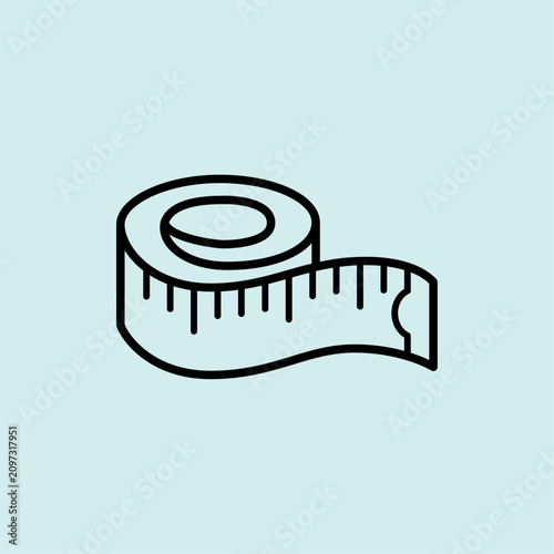 An icon of a flexible measuring tape for tracking body measurements and fitness progress.