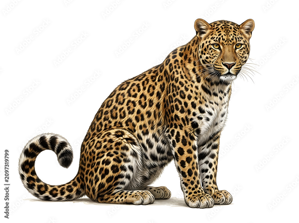 Naklejka premium Amur Leopard Sitting PNG