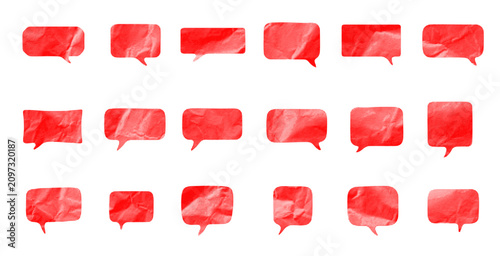 Fotografie Transparent png of red and white comic halftone speech bubbles set with empty po