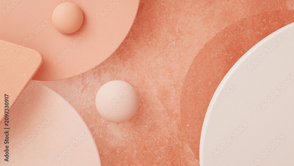 Fototapeta premium Abstract Composition of Soft Pink Shapes on a Textured Salmon Background