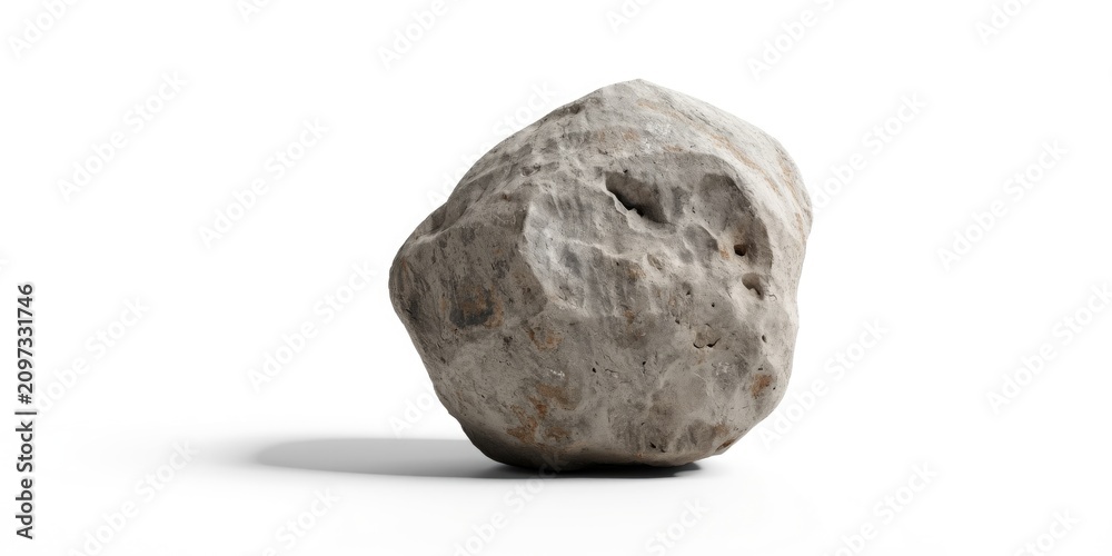 Fototapeta premium Textured Rock Isolated on White with Natural Shadows