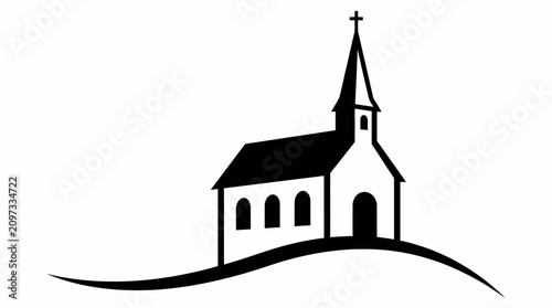 Church Silhouette Illustration – High‑Resolution Artwork Representing Faith, Worship, and Spiritual Architecture for Religious, Cultural, and Creative Design Projects