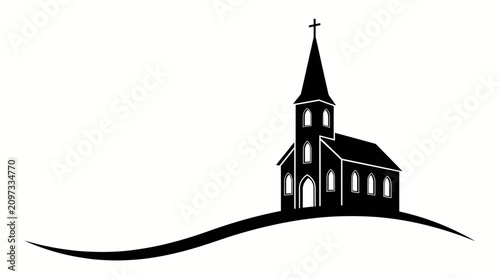 Church Silhouette Illustration – High‑Resolution Artwork Representing Faith, Worship, and Spiritual Architecture for Religious, Cultural, and Creative Design Projects