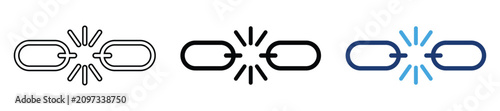 Φωτογραφία Broken chain link icon symbolizing weakness, vulnerability, damage and lost connection