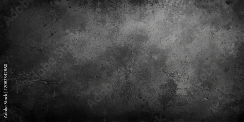 Cuadro en lienzo Dark Grunge Wall Background with Vintage Black Concrete Texture, Dirty Aged Surf